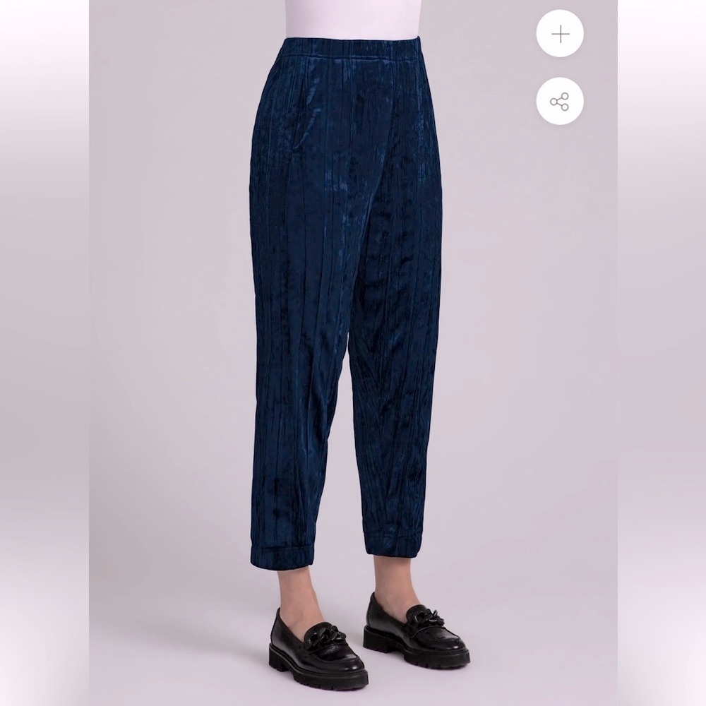 Sympli Crinkle Velvet Half Cuff Pull On Relaxed Fit Jogger Trouser Pants